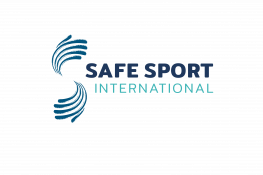 The Safe Sport International logo - the blue text 'Safe Sport International' next to swirling blue arcs.