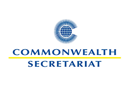 El logotipo de la Secretaría de la Commonwealth: un globo azul encima del texto azul "Secretaría de la Commonwealth" dividido por una línea amarilla.