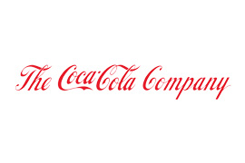 Le logo de la société Coca-Cola. Texte de police cursive rouge 'The Coca-Cola Company' sur fond blanc.